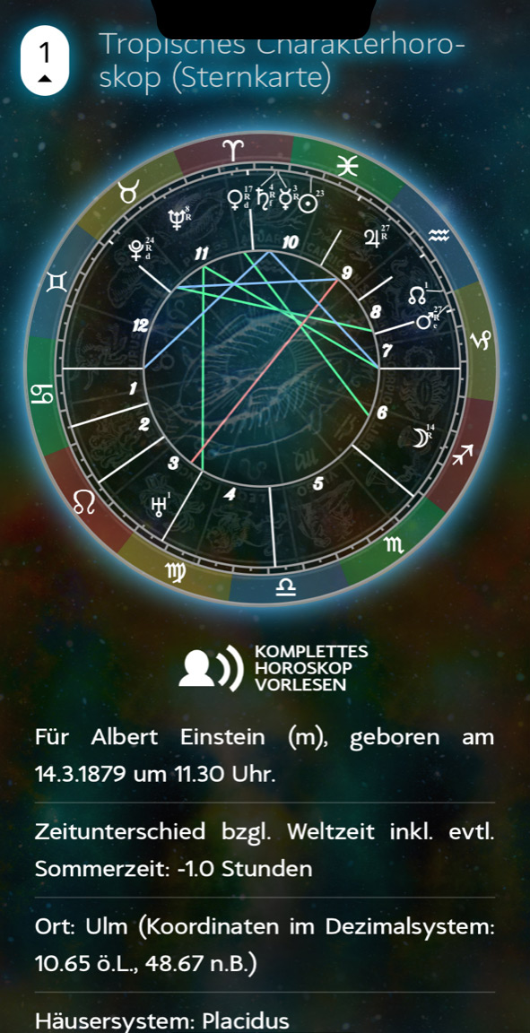 Sehr detaillierte Charakter- und Lebenshoroskope