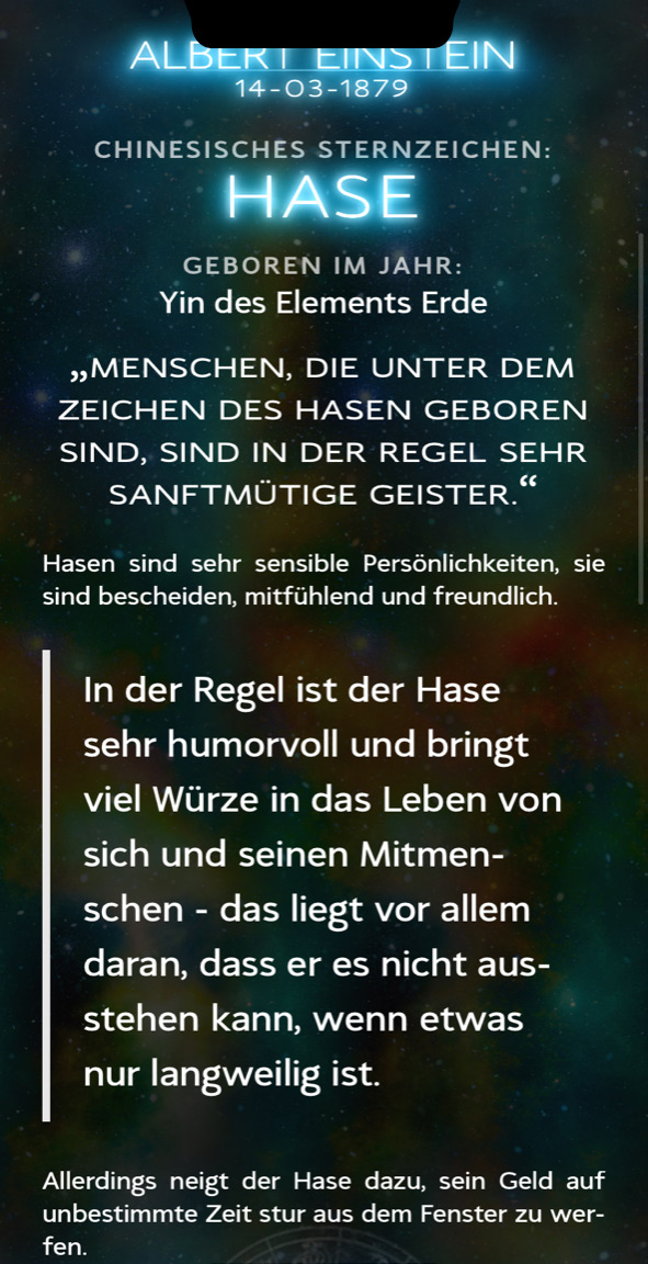 Chinesisches Sternzeichen mit Glücks- und Unglückseinflüssen
