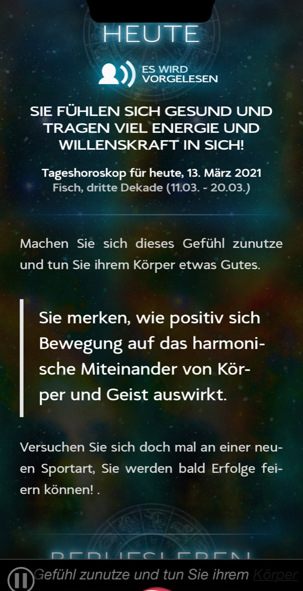 Geburtshoroskop für den Tag, Woche, Monat und Jahr