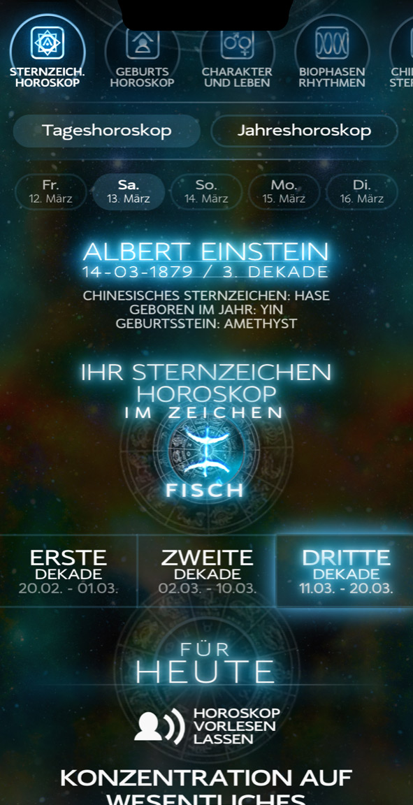 Tägliche und jährliche Sternzeichen-Horoskope